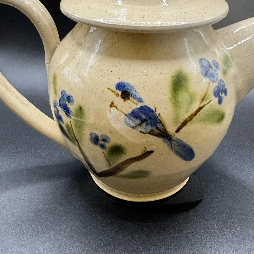 VTG Signed Bluebird Ceramic Teapot